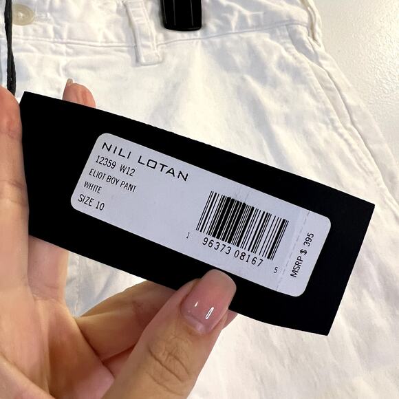 Nili Lotan Eliot Boy Pants size 8 white cotton NWT Made in USA - Picture 3 of 7